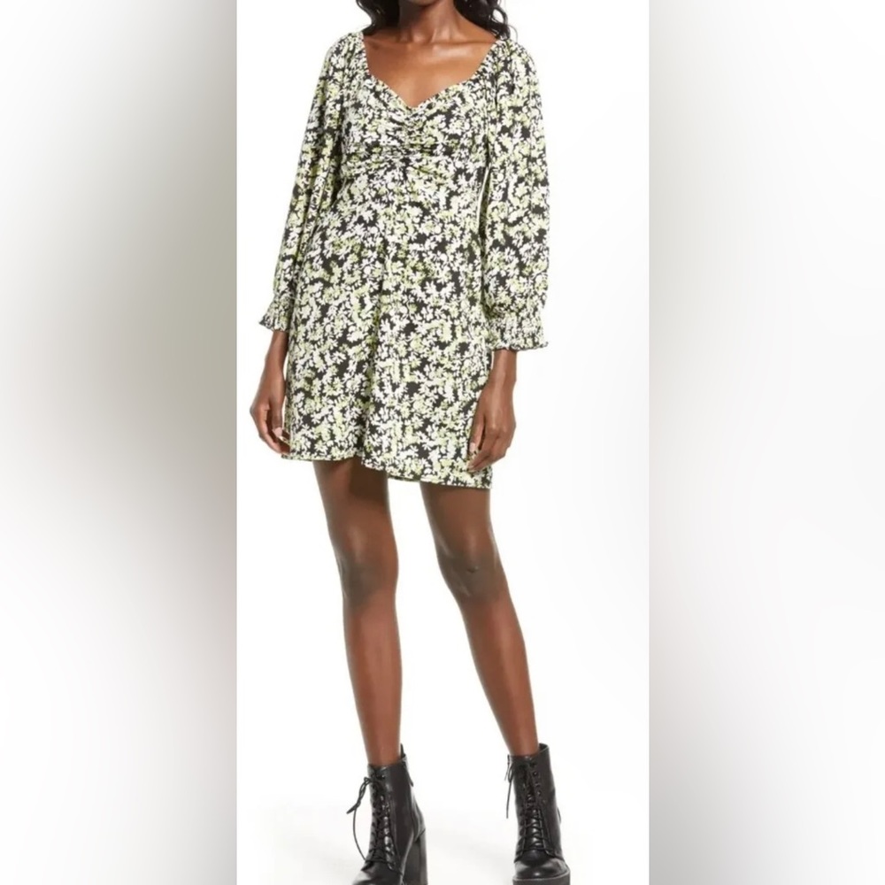 Vero Moda Nordstrom Chaddie Long Sleeve Ruched Floral Dress  - Size XL